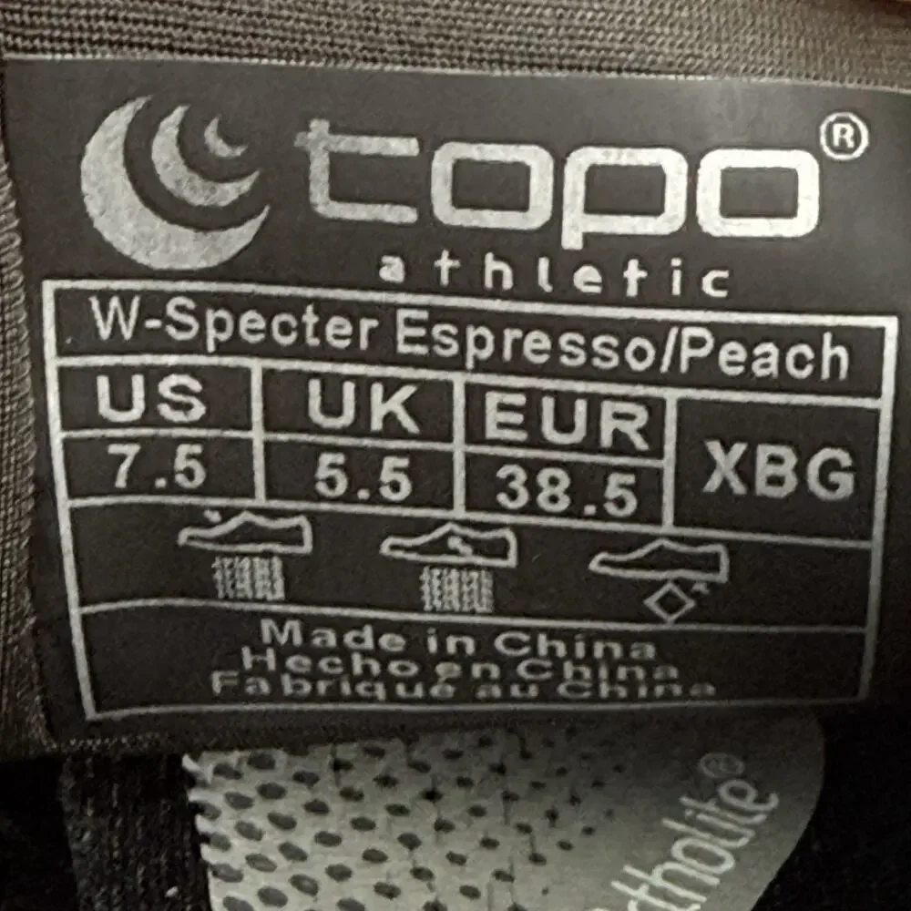 Topo Athletic Specter Women’s 7.5 Espresso Peach Road Running Shoes Comfort